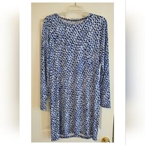 Michael Kors Long Sleeve Blue and White Dress